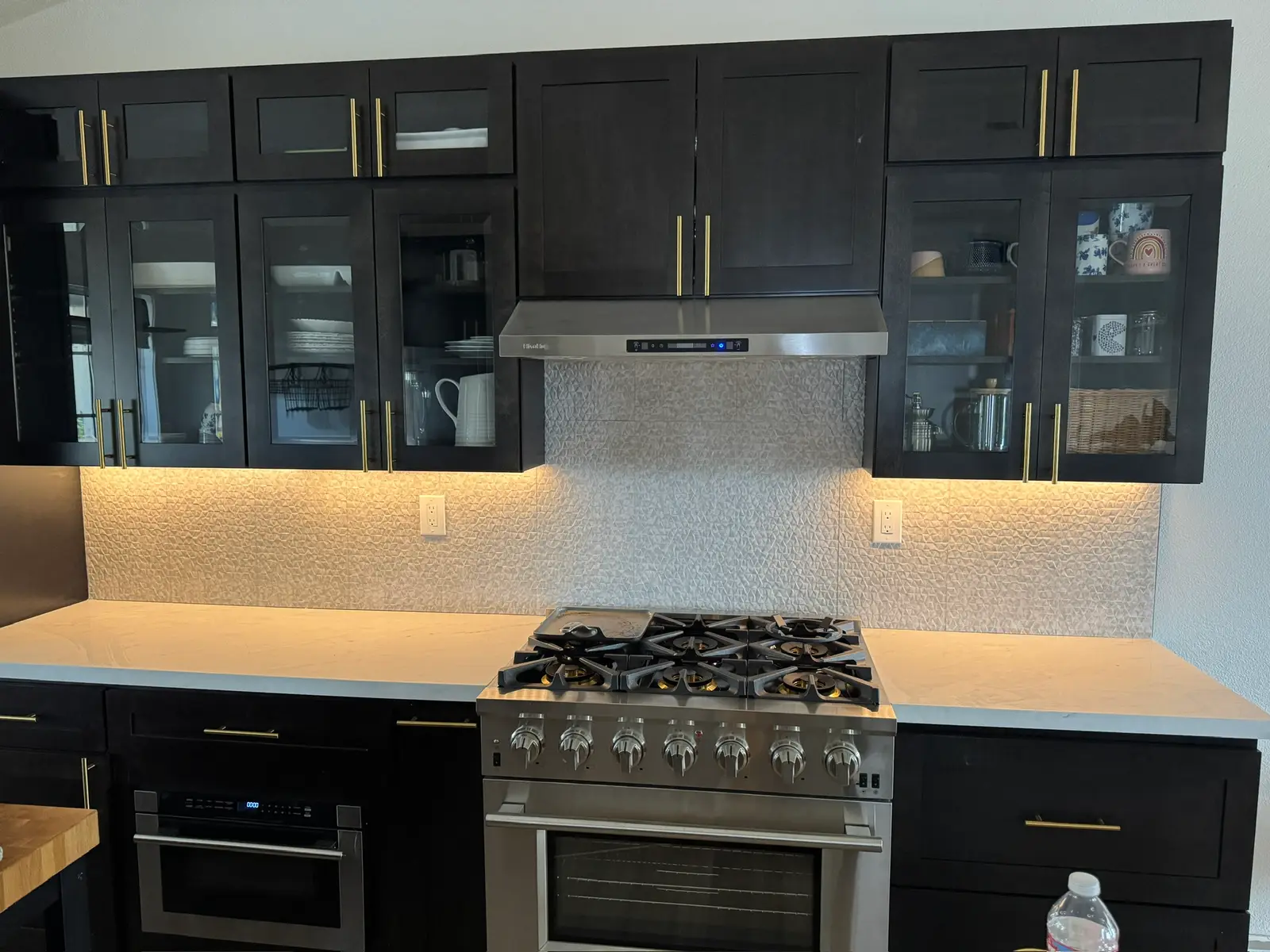 Kitchen overview: Menifee refrigerator leak kitchen water damage project photos from PL Builders